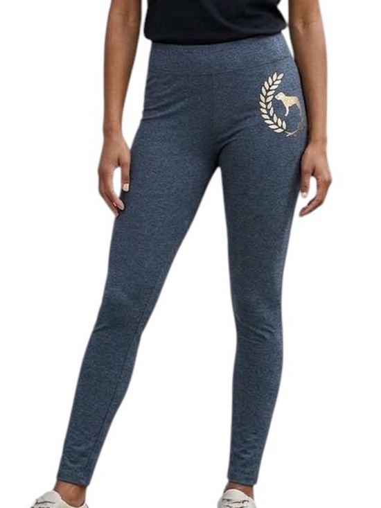 Victoria's Secret Pants - PINK VICTORIAS SECRET Grey Campus Leggings Gold Dog Logo S